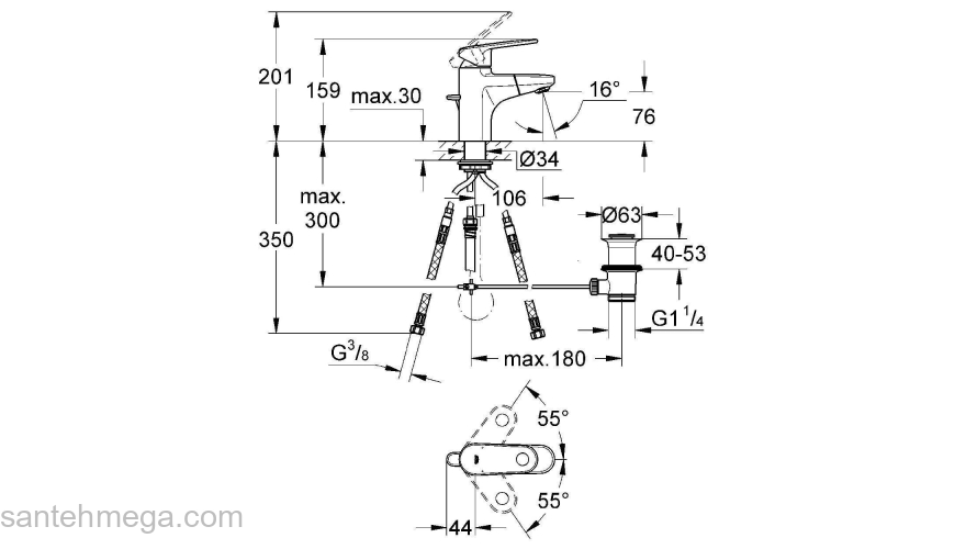 Смеситель для раковины Grohe Europlus 33155002. Фото