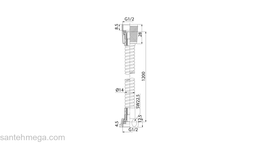 A5021112 Шланг д/душа,нерж.сталь 1.2м. Фото