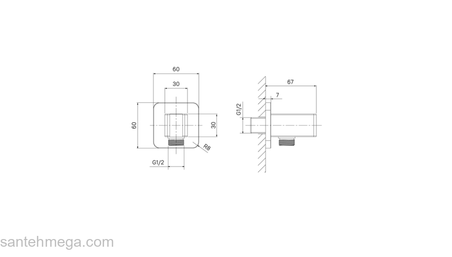 Выход для душа с держателем латунь хром Slide ID SLI60CBi62. Фото