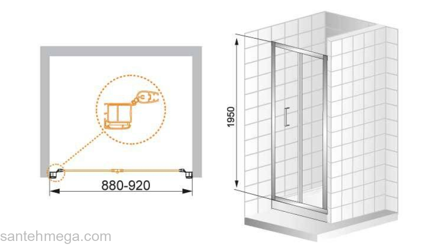 Душевая дверь CEZARES Anima ANIMA-W-BS-90-P-Cr. Фото