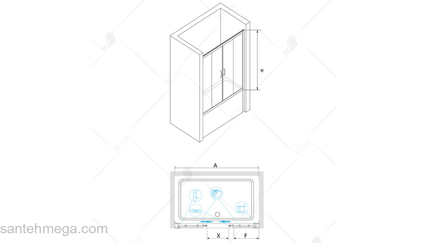 Шторка на ванну RGW SCREENS SC-61 01116115-21 150 см. Фото