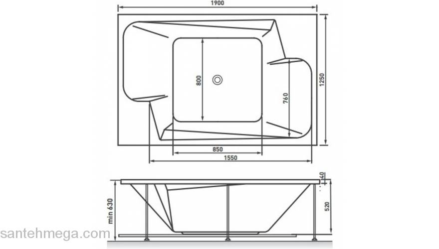 Ванна VAYER Ontario 190х125. Фото