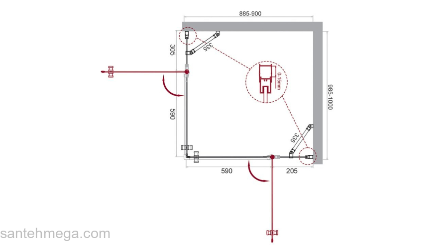 Душевой угол BELBAGNO ETNA-AH-22-90/100-C-Cr. Фото