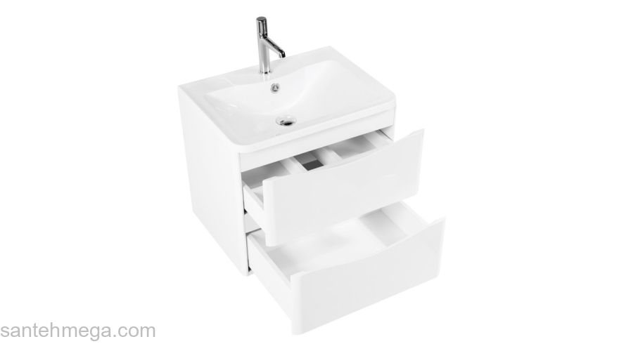 Тумба под раковину подвесная BELBAGNO ACQUA-600-2C-SO-BL Bianco Lucido. Фото