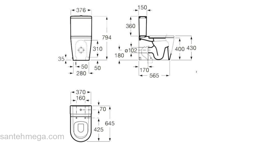 Чаша унитаза напольного ROCA Inspira Round 342527000. Фото