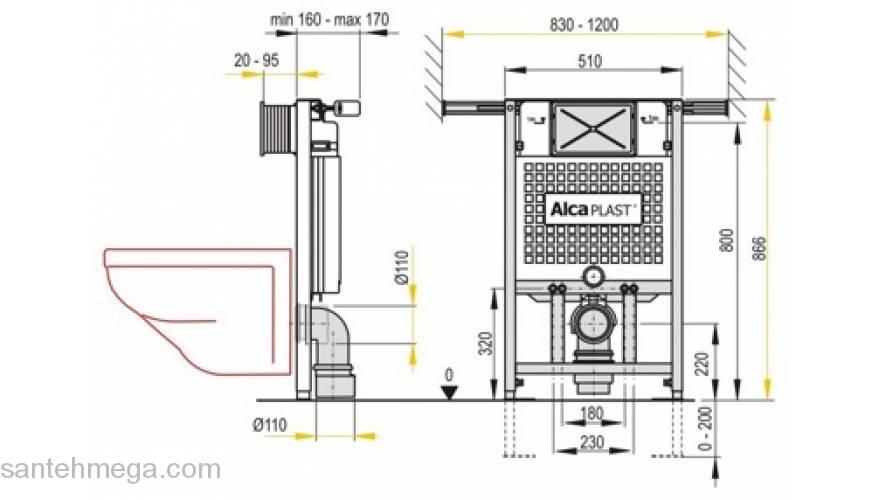 Система инсталляции для унитазов AlcaPlast Sadromodul A101/1000. Фото