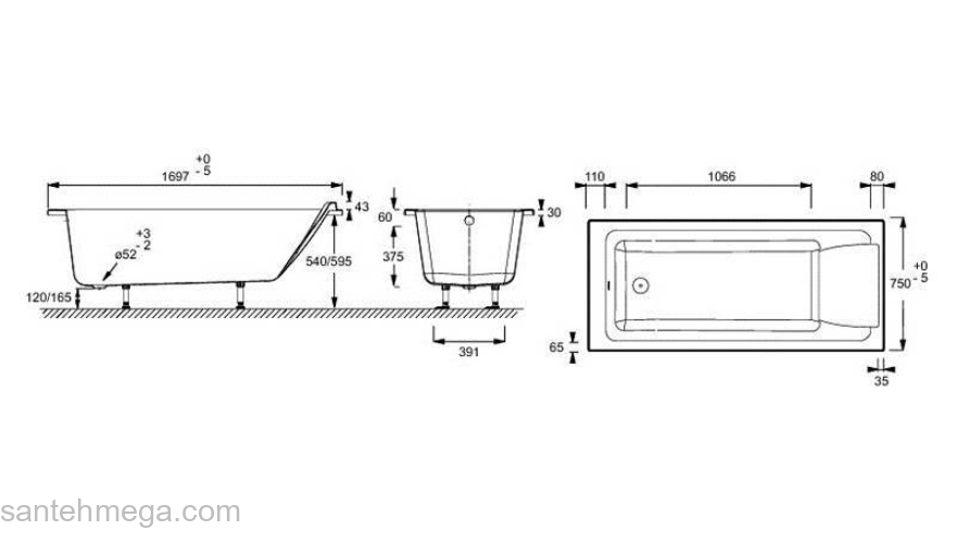 Ванна акриловая Jacob Delafon Sofa 170х75 E60515RU-00. Фото