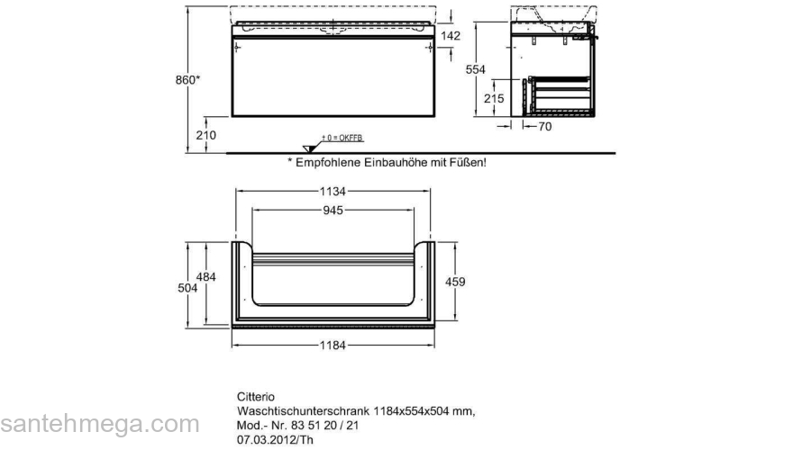 Тумба под раковину KERAMAG Citterio 835120000. Фото