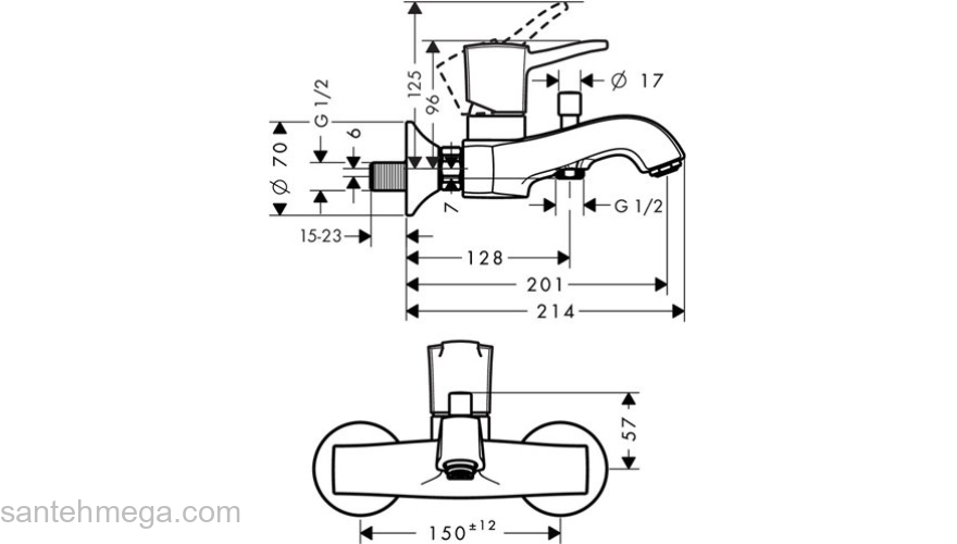 Смеситель для ванны Hansgrohe Metropol Classic хром/золото 31340090. Фото