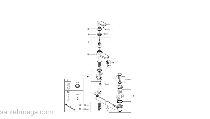 Смеситель для раковины Grohe Europlus 3261200E. Фото