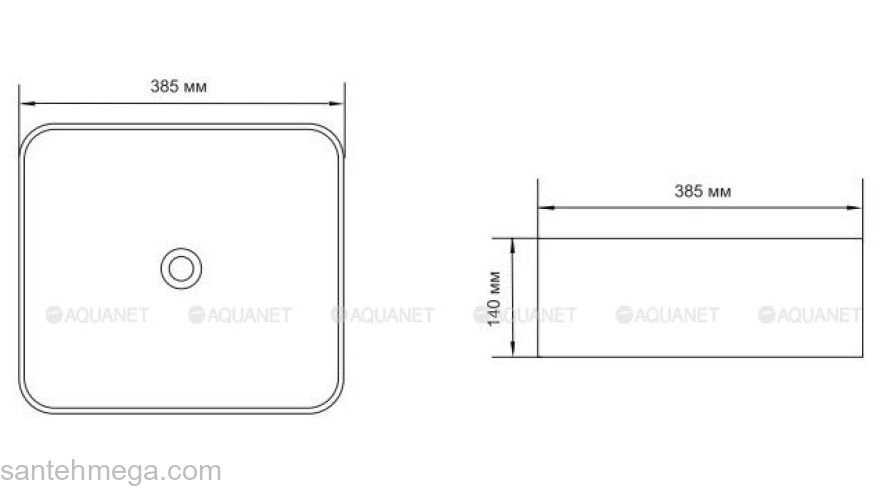 Раковина накладная AQUANET City-1 39х39 211280. Фото