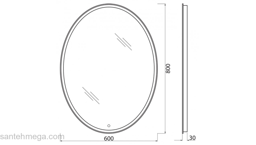 Зеркало с встроенным светильником и сенсорным выключателем BELBAGNO SPC-VST-600-800-LED-TCH. Фото