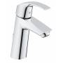 GROHE 2339310E Eurosmart Смеситель однорычажный для раковины со сливным гарнитуром, средний излив, с энергосберегающим картриджем - подача холодной воды при центральном положении рычага. Фото