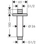 Потолочное подсоединение 100 мм Hansgrohe Vernis Shape 26406000 хром. Фото