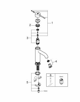 GROHE 23590BE1 Essence New Смеситель для раковины S-Size II, гладкий корпус. Фото