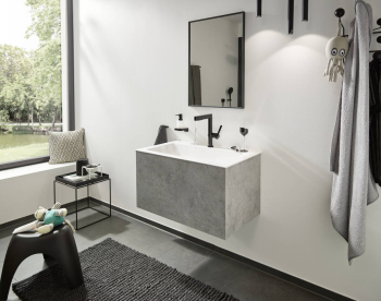 Диспенсер для жидкого мыла AddStoris Hansgrohe 41745670, матовый черный для ванной комнаты. Фото