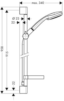 Душевой гарнитур Hansgrohe Croma 100 Vario/Unica 90cm 27771000. Фото