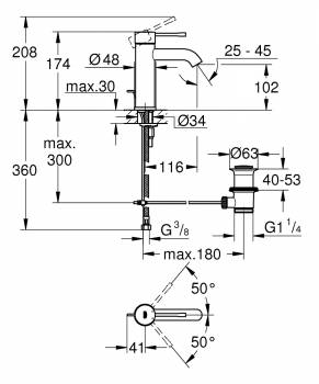 GROHE 23589BE1 Essence New Смеситель для раковины S-Size II, сливной гарнитур. Фото