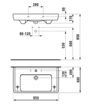 Раковина подвесная LAUFEN Pro 85х48 8.1395.6.000.104.1. Фото