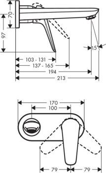 Смеситель для раковины Hansgrohe Novus 195 71127000 (внешняя часть). Фото