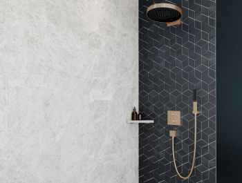 Угловая корзинка AddStoris Hansgrohe 41741140, шлифованная бронза для ванной комнаты. Фото