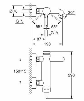 GROHE 33624001 Essence+ Смеситель однорычажный для ванны. Фото