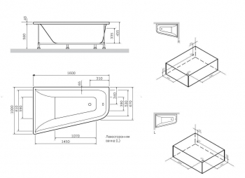 Декоративная фронтальная панель для ванны 160х100 см, правосторонняя AM.PM Spirit W72A-160R100W-P2. Фото