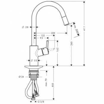 Смеситель для кухни HANSGROHE Tails S Variarc 14872000. Фото