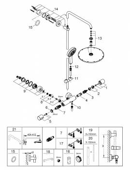 GROHE 27968000 Rainshower Душевая система с термостатом для душа с верхним душем Rainshower Cosmo 310 мм. Фото