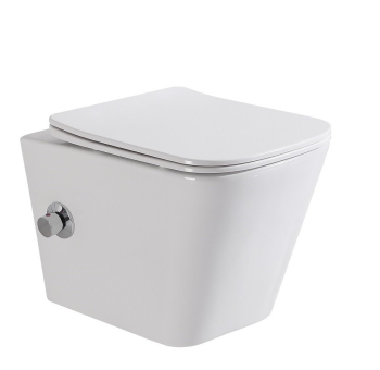 Унитаз подвесной безободковый с функцией биде и смесителем BELBAGNO Due BB3103CHR-BS/SC. Фото