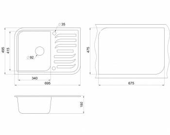Мойка кухонная GRANULA GR-7001 пирит. Фото