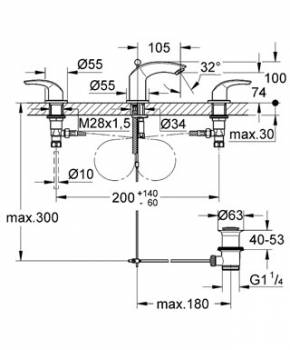 Смеситель для раковины GROHE Eurosmart 20293000. Фото