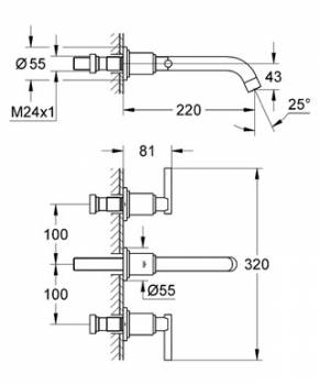 Смеситель для раковины GROHE Atrio Jota 20386000 (внешняя часть). Фото