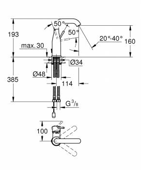 Смеситель для раковины GROHE Essence New 23480001. Фото