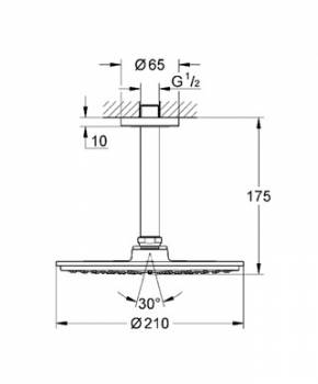Верхний душ с душевым кронштейном GROHE Rainshower Cosmopolitan 26053LS0. Фото