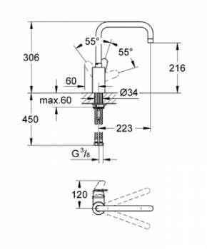 Cмеситель для мойки GROHE Eurodisc Сosmopolitan 32259002. Фото