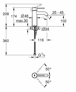 GROHE 23590DL1 Essence New Смеситель для раковины S-Size II, гладкий корпус. Фото