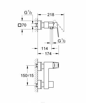 Cмеситель для душа GROHE Eurocube 23145000. Фото