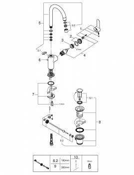 GROHE 23760000 BauEdge Смеситель для раковины со сливным гарнитуром, L-Size. Фото