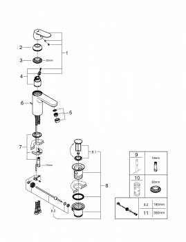 Смеситель для раковины GROHE Eurosmart Cosmopolitan 2339600E. Фото