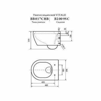Чаша унитаза подвесного BELBAGNO Vitale BB037CH. Фото