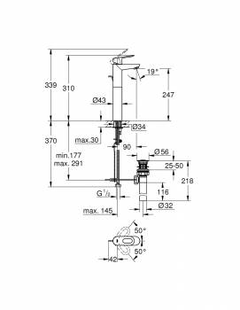 GROHE 32856000 BauLoop Смеситель однорычажный для свободностоящих раковин. Фото