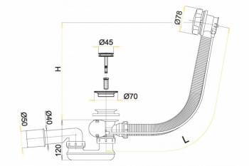 Слив-перелив ALCAPLAST A55K-80-RU-01 (80 см). Фото