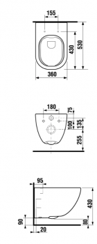 Подвесной унитаз Laufen Basal Combipack безободковый, с сиденьем SoftClose 8.66E1.0.000.000.1. Фото