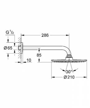 Верхний душ с душевым кронштейном GROHE Rainshower 26052000. Фото