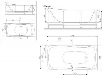 Каркас для ванны 170х75 см AM.PM Sensation W30A-170-075W-R. Фото