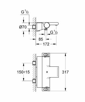 Термостатический смеситель для ванны GROHE Grohtherm 2000 34464001. Фото