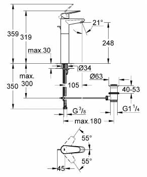 Смеситель для раковины Grohe Eurodisc Сosmopolitan 23055002. Фото