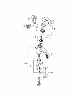 GROHE 3318810E Eurosmart Смес.д.раковины с цеп,5,8л/мин. Фото
