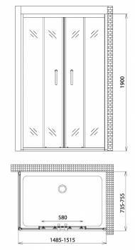 Душевой уголок GEMY Victoria S30192A-A75. Фото